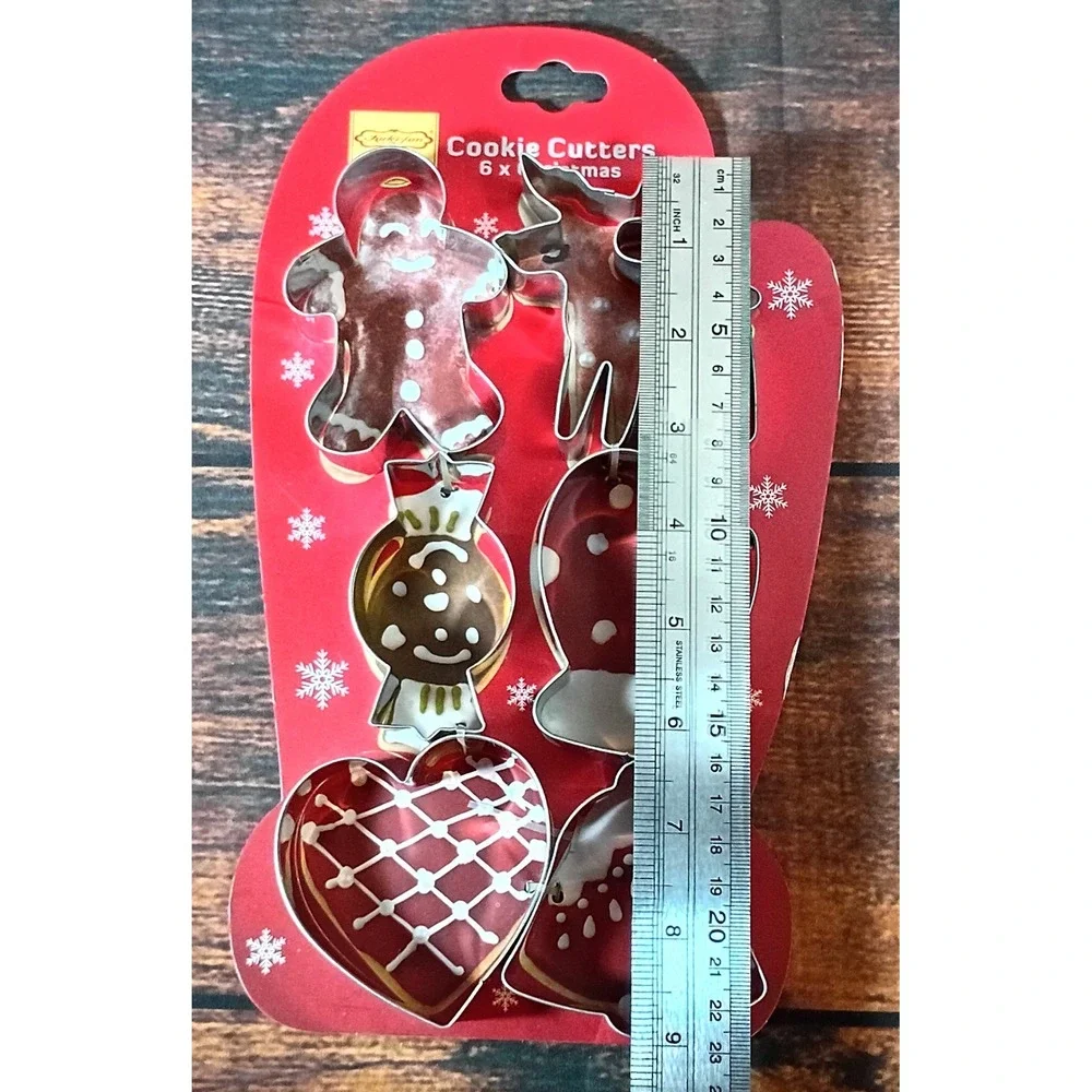 Kuki-fun Christmas Cookie Cutters Set of 6 Stainless Steel Holiday Shapes New